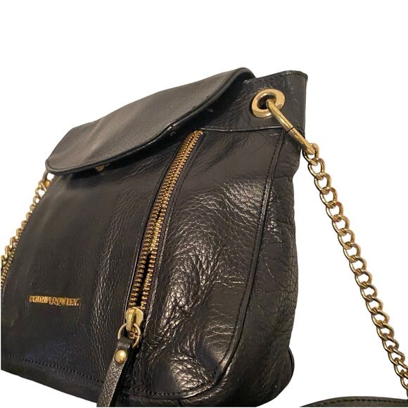 Cynthia Rowley Pebbled Black Leather Crossbody Shoulder bag Chain Strap - Picture 5 of 8